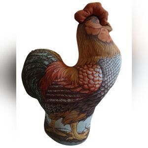Vintage 1980s Stuffed Rooster Door Stopper Graphic Print Both Sides